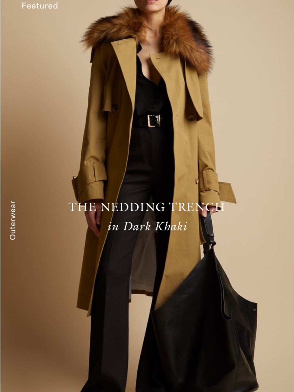 KHAITE Tan Khaki Trench Coat with Belt